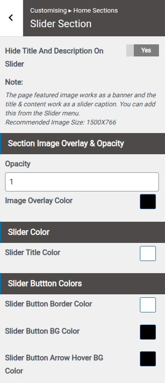 set Featured Page section