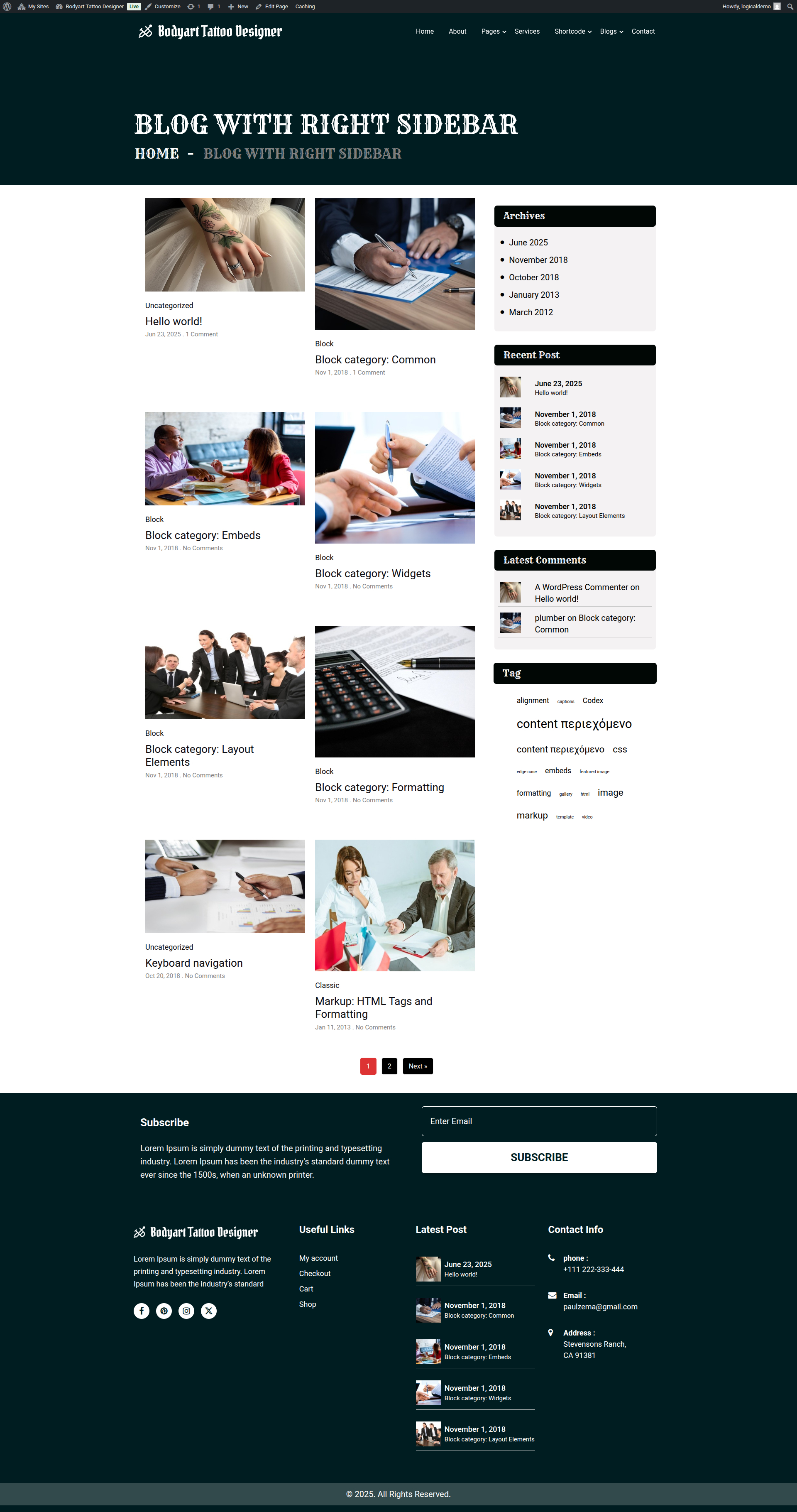 select Blog With Right Sidebar template