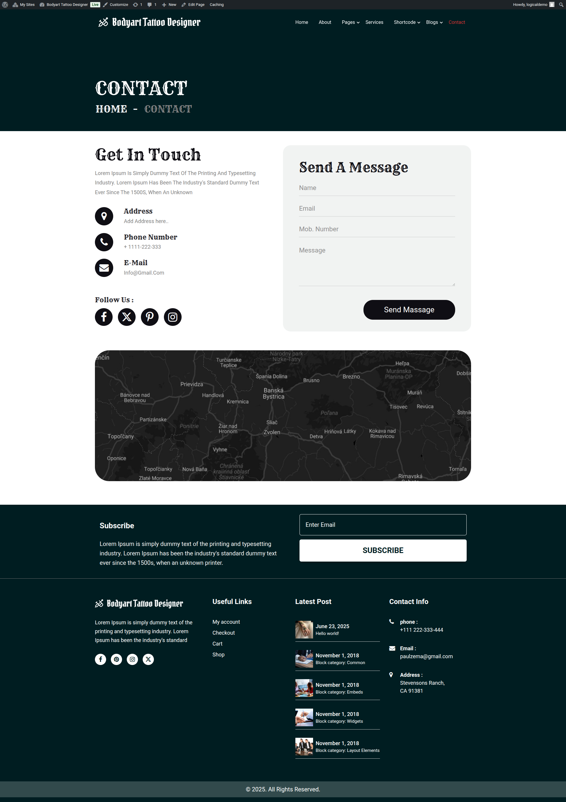 select Contact Page template
