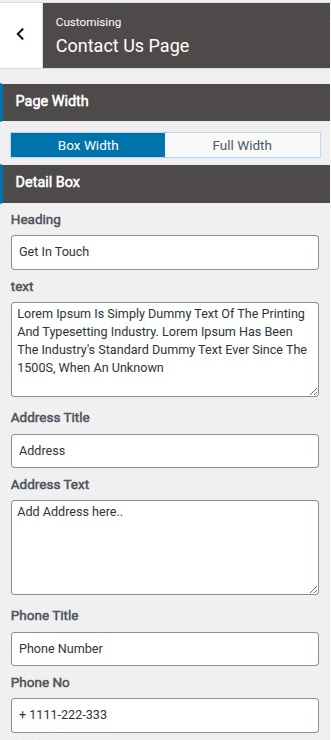 select Contact Page template