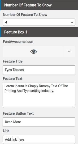 set Featured Page section