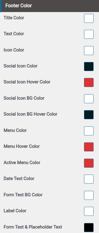 set Footer section