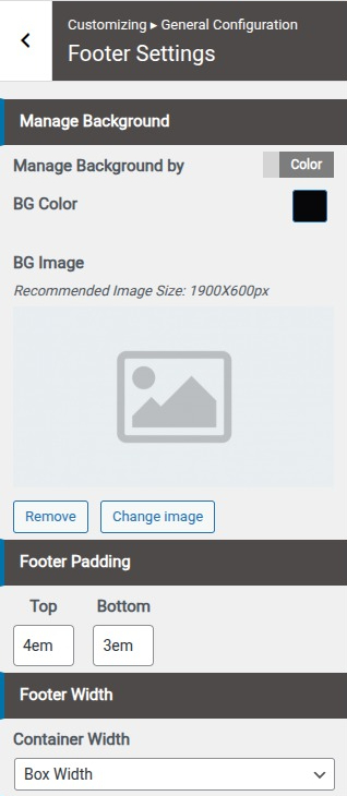 set Footer section