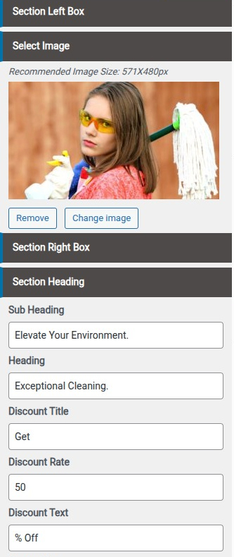 set Featured Page section