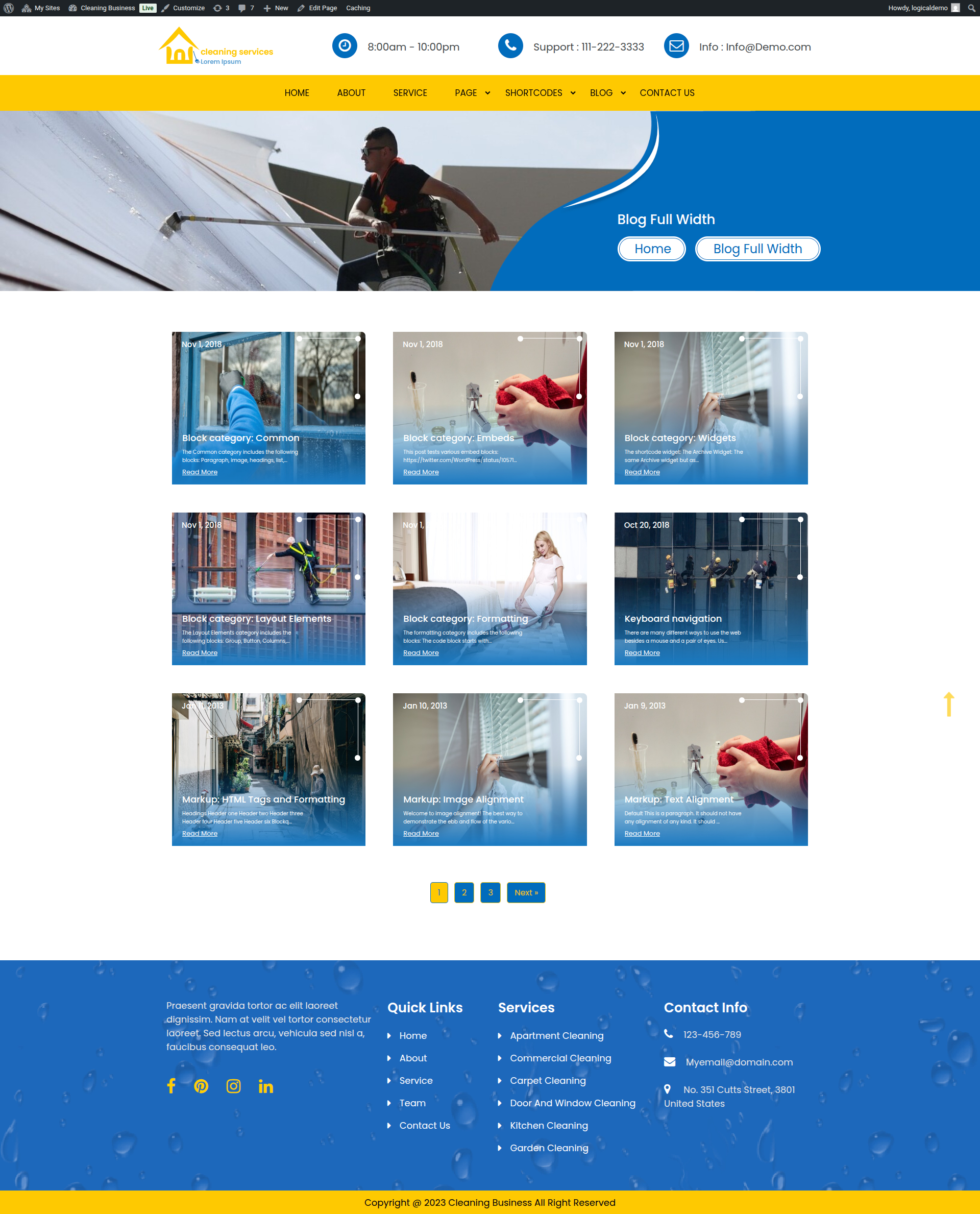 select Blog Full Width template