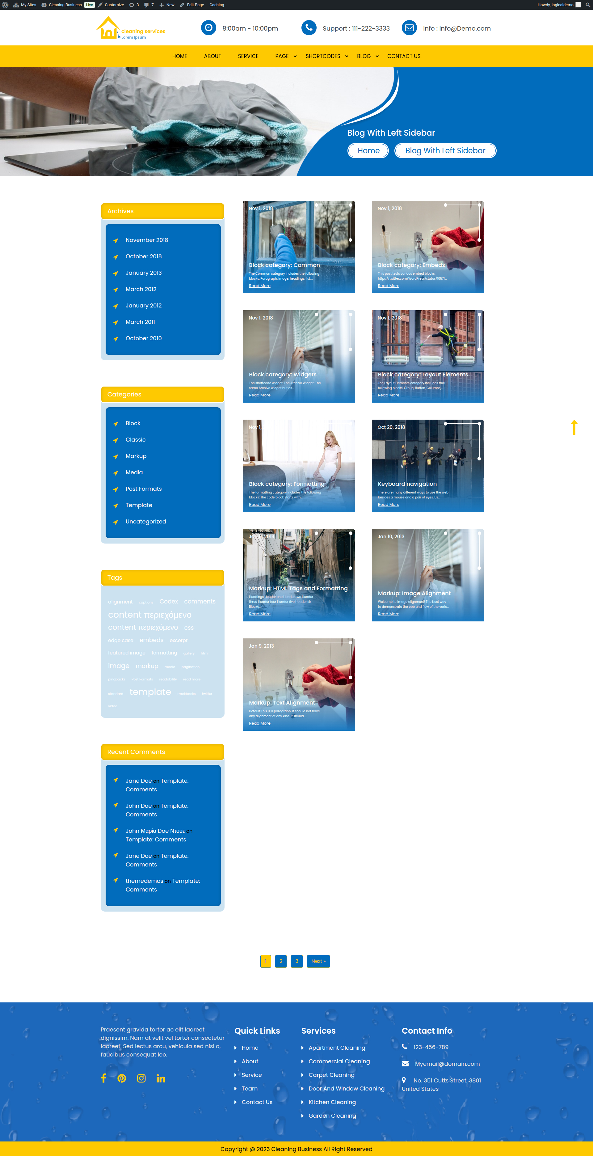 select Blog With Left Sidebar template