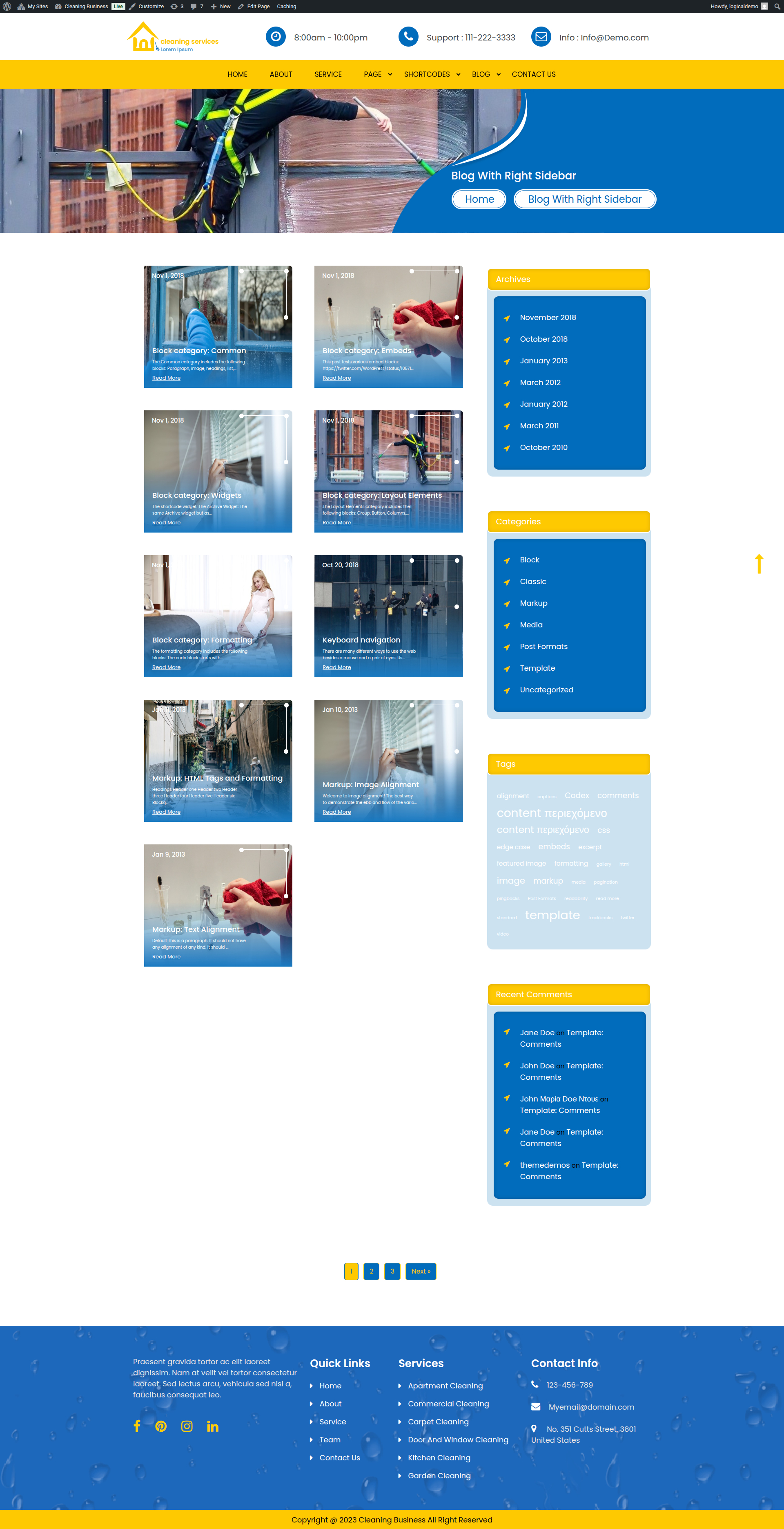 select Blog With Right Sidebar template