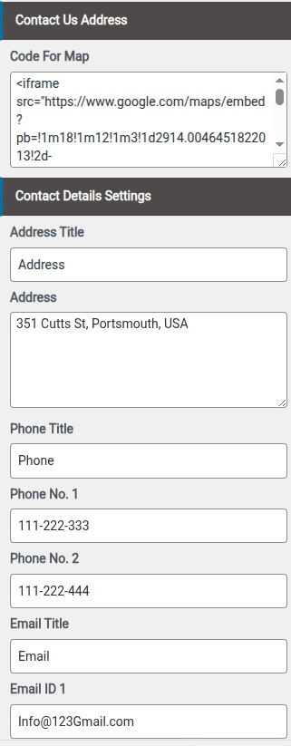select Contact Page template