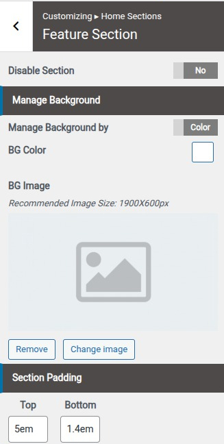 set Featured Page section
