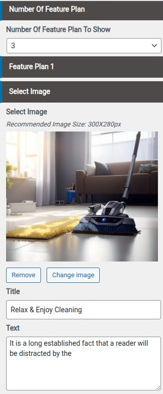 set Featured Page section