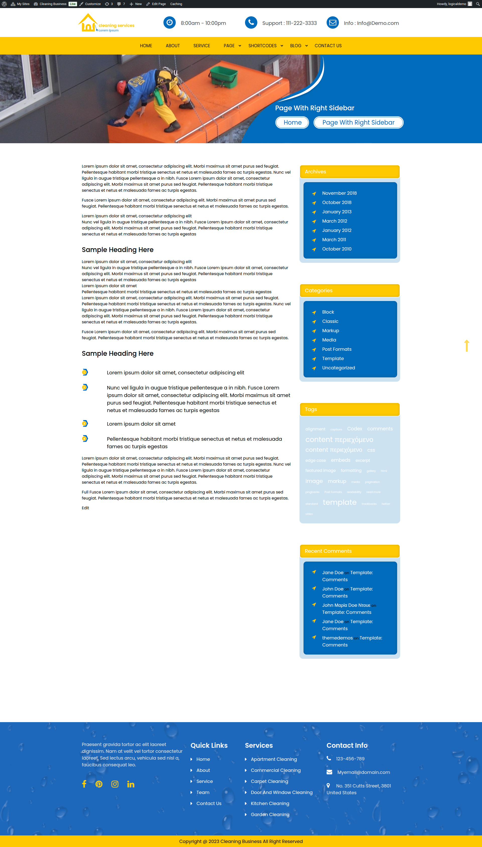 select Page With Right Sidebar template