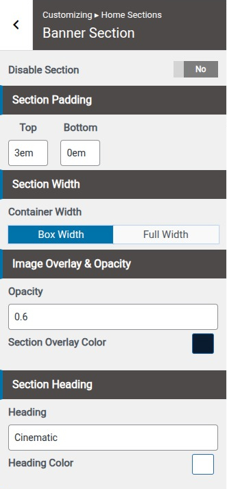 set Featured Page section
