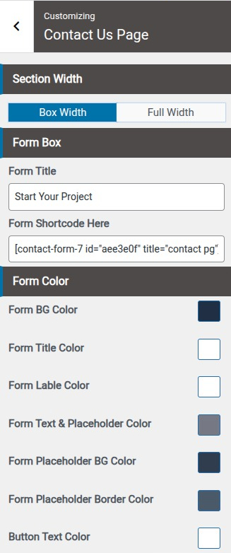 select Contact Page template