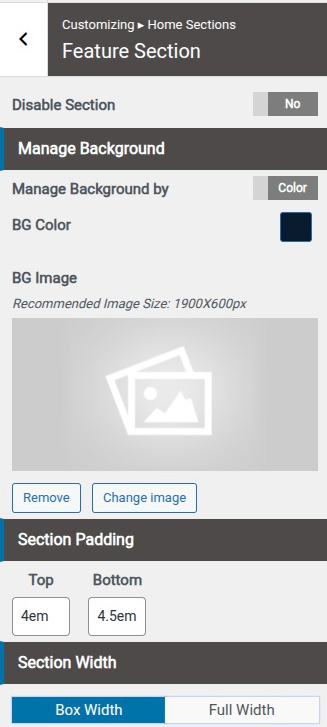 set Featured Page section