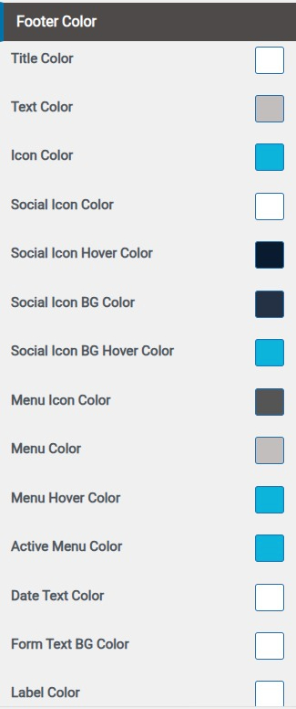 set Footer section
