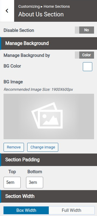 set Featured Page section