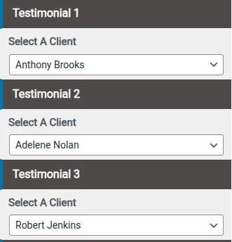 set testimonial section