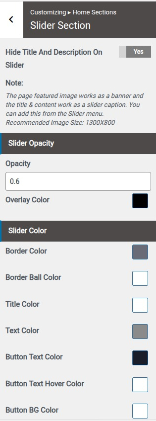 set Featured Page section