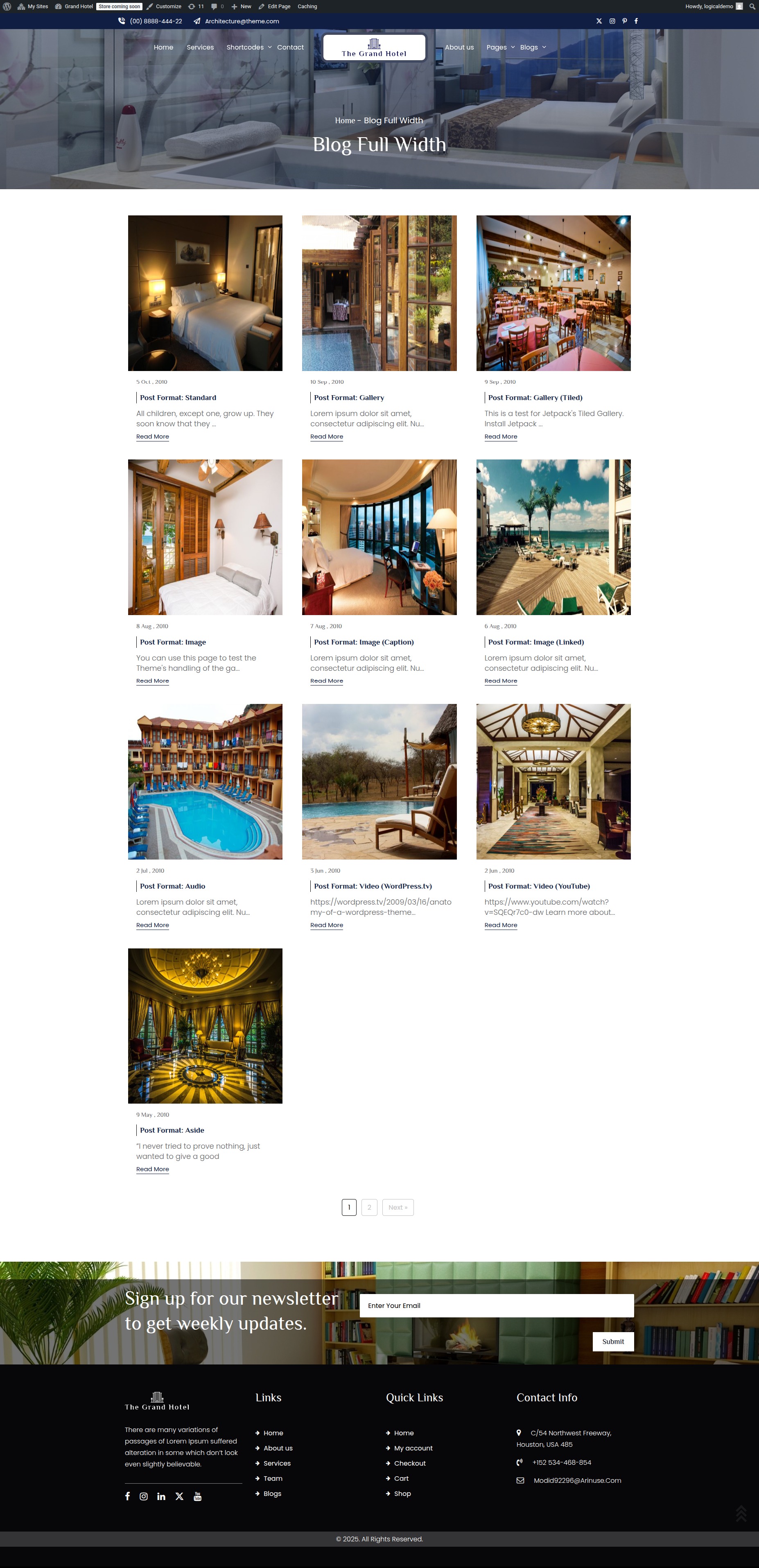 select Blog Full Width template