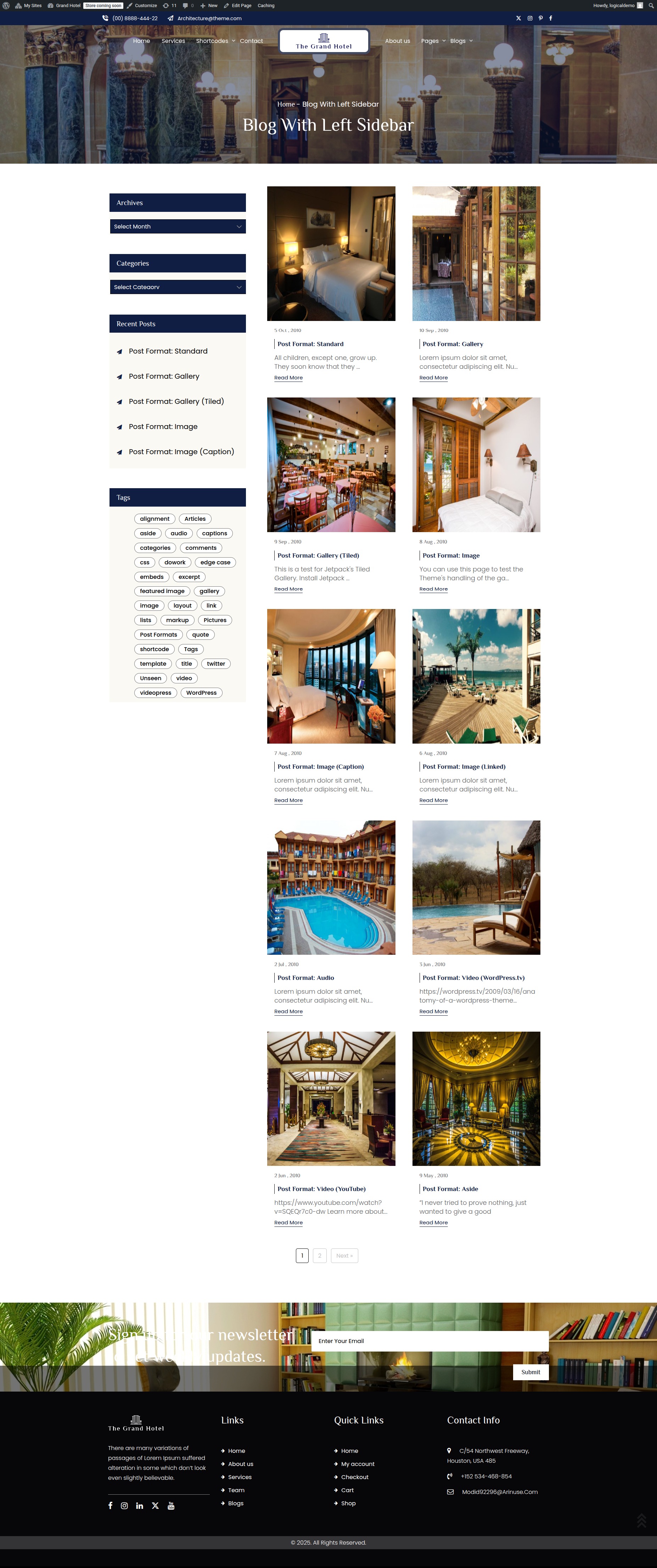 select Blog With Left Sidebar template