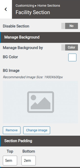 set Featured Page section