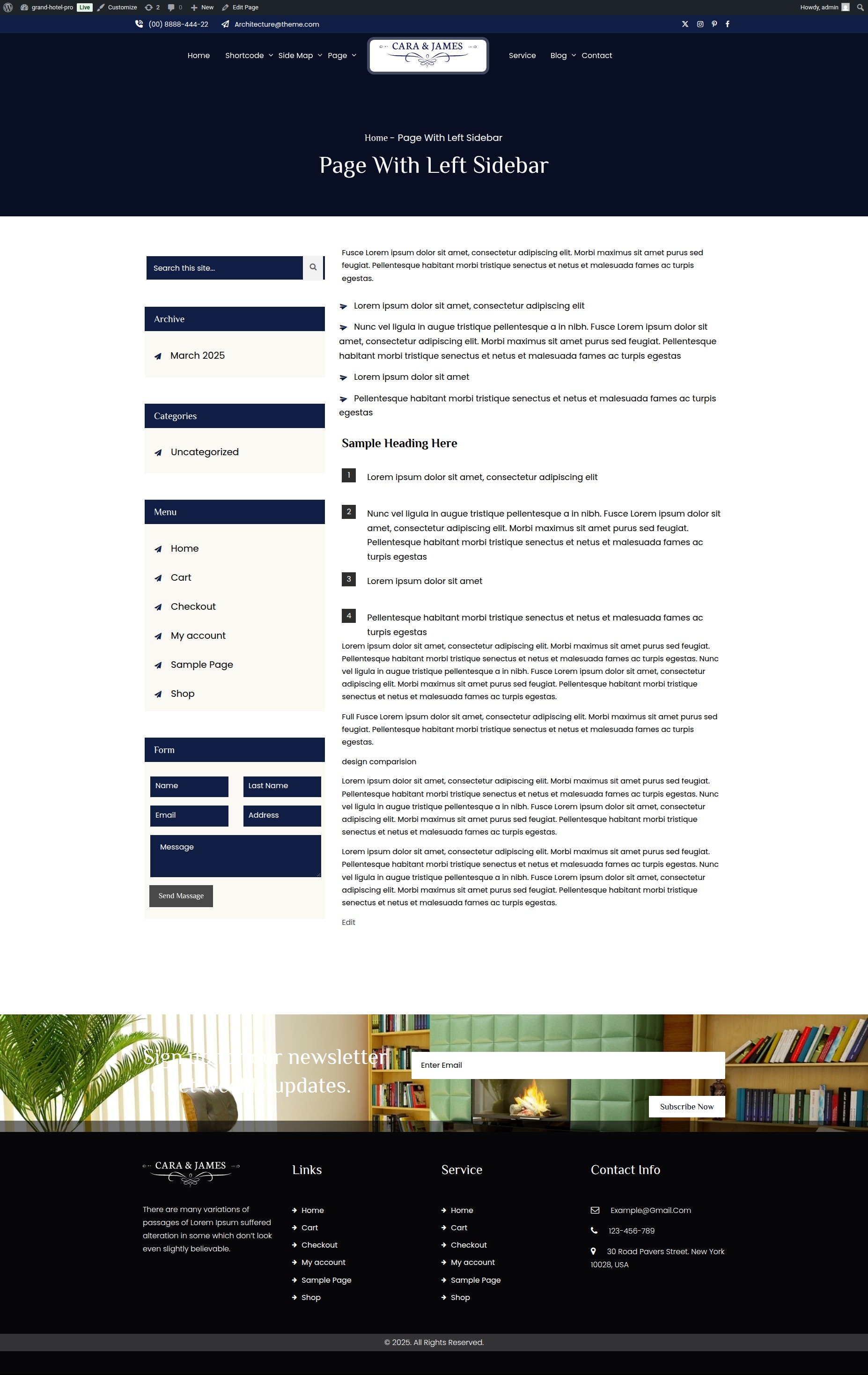 select Page With Left Sidebar template