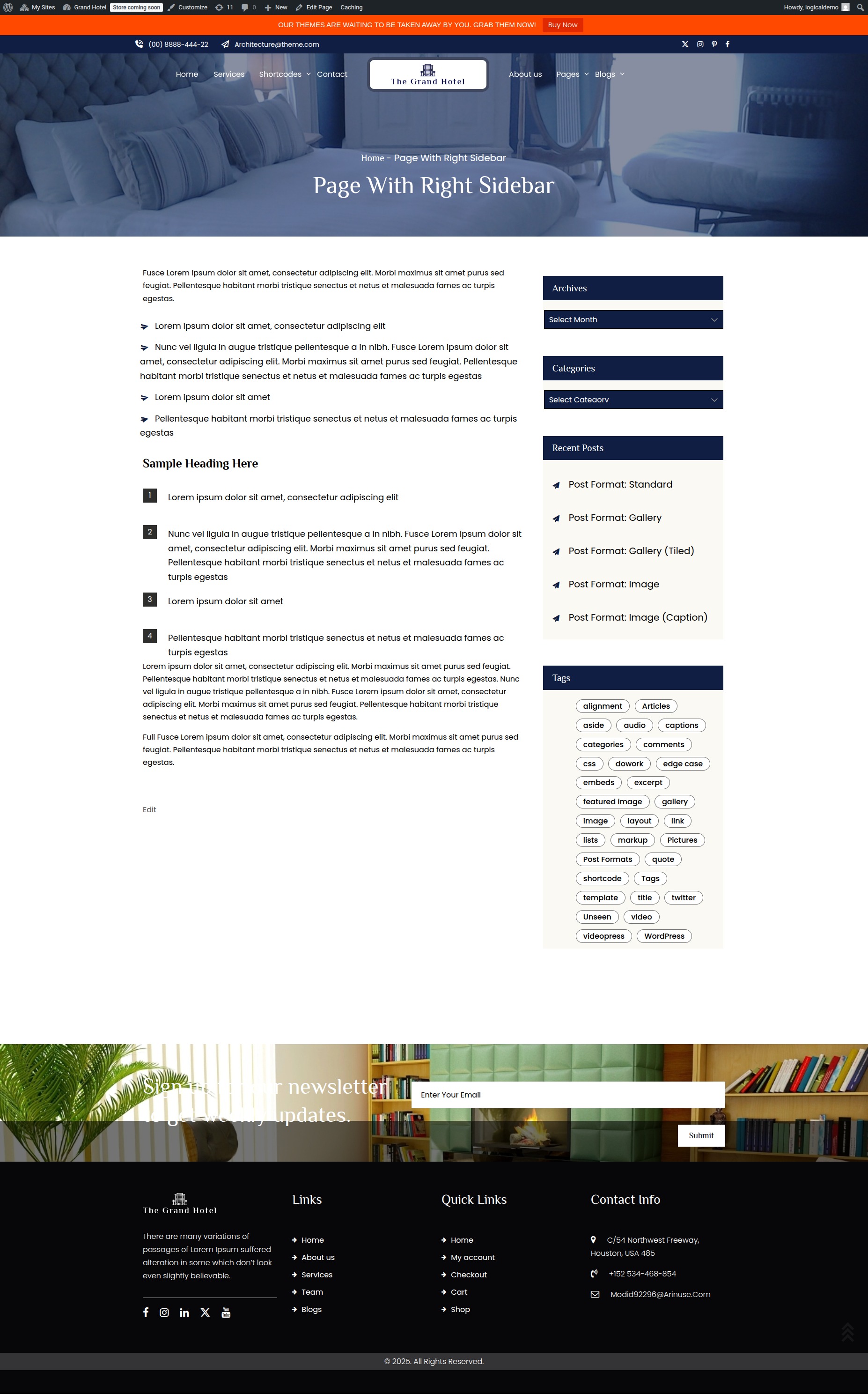 select Page With Right Sidebar template
