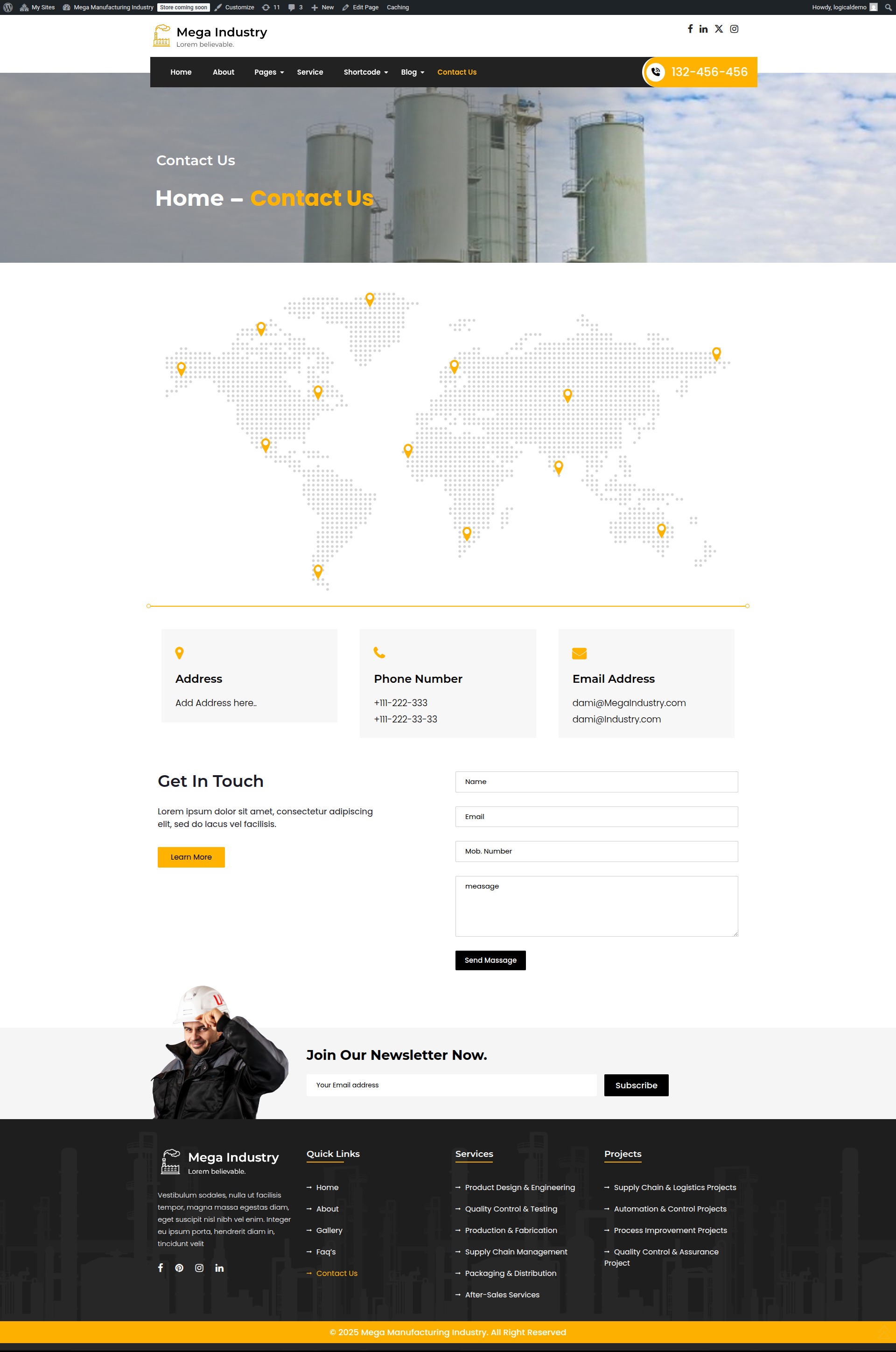 select Contact Page template
