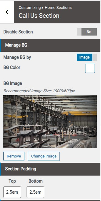 set Featured Page section