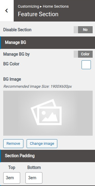 set Featured Page section