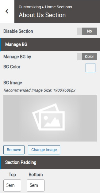 set Featured Page section