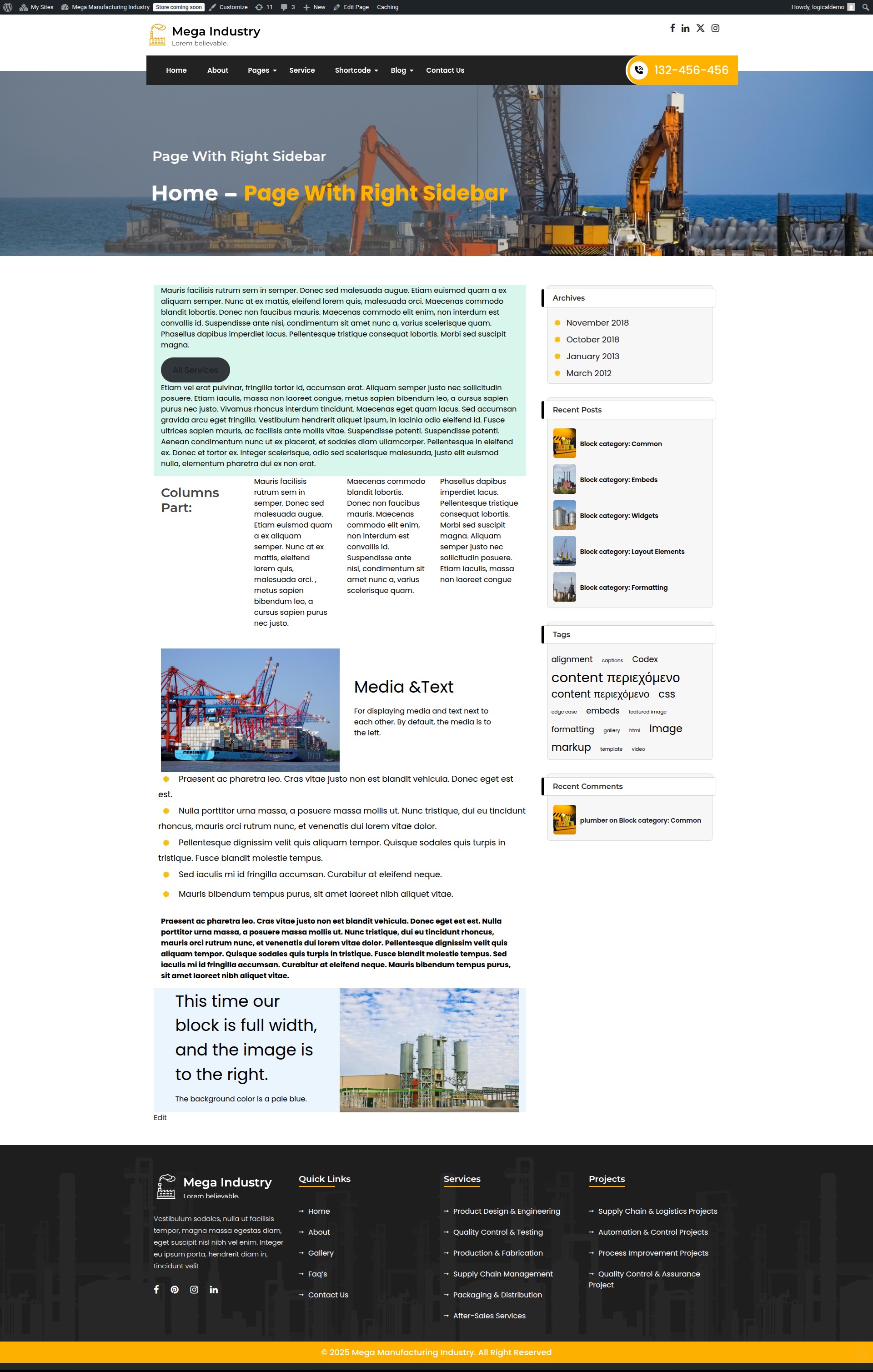 select Page With Right Sidebar template