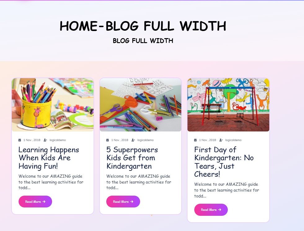 select Blog Full Width template