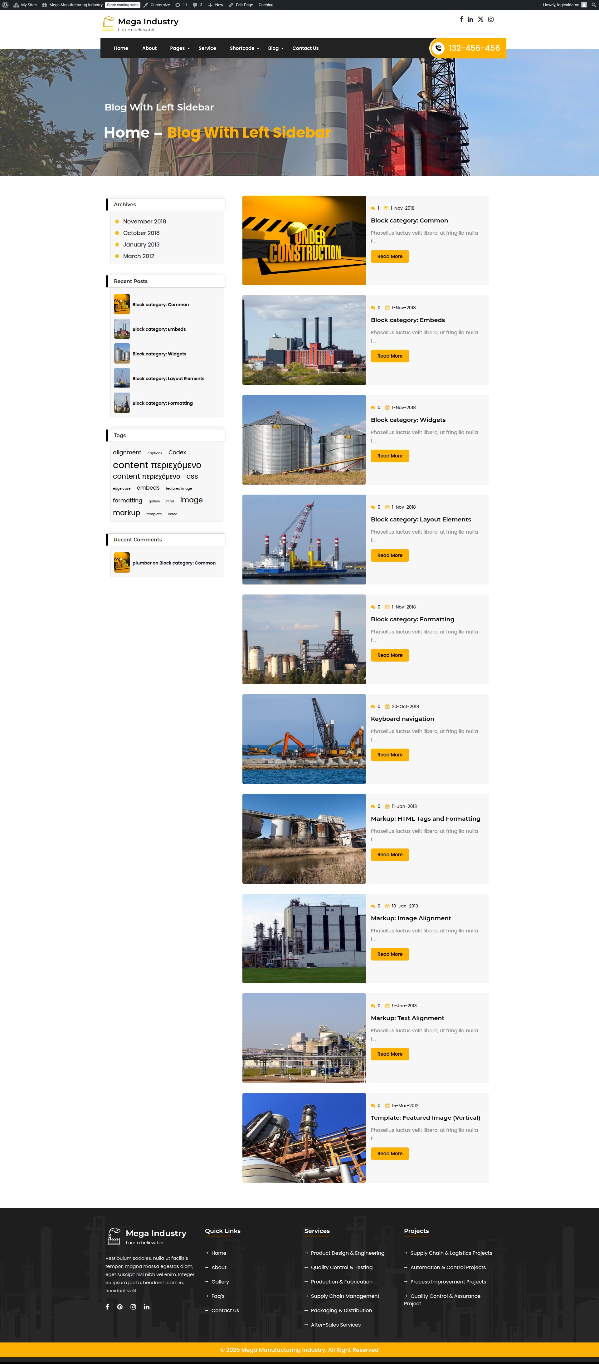 select Blog With Left Sidebar template