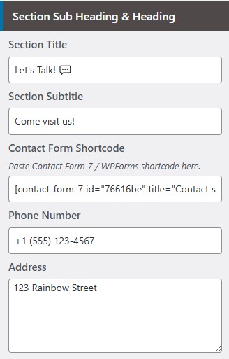 set contact section