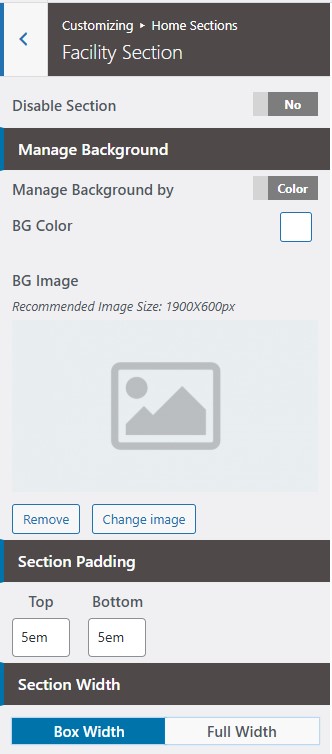 set Featured Page section