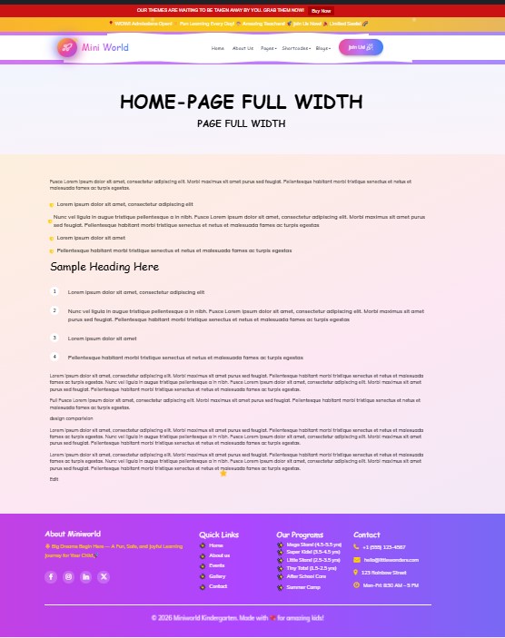 select Full Width Page template