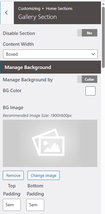 set Featured Page section