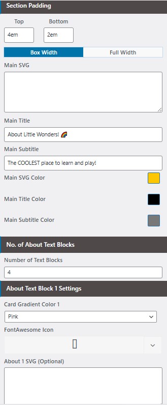 set Featured Page section