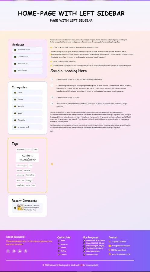 select Page With Left Sidebar template