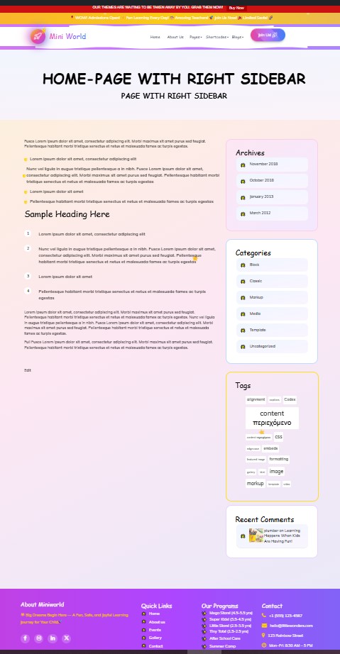 select Page With Right Sidebar template