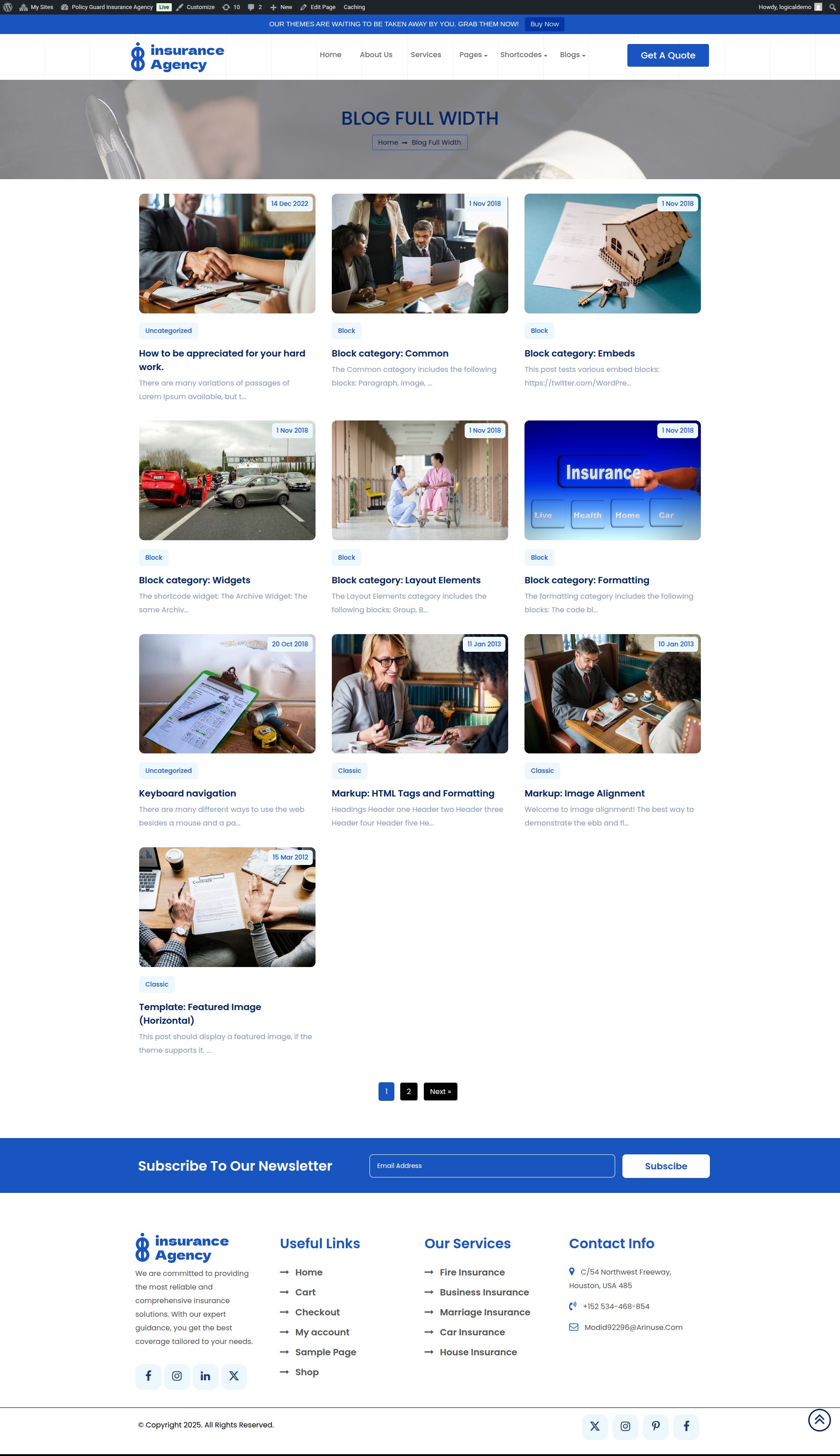 select Blog Full Width template
