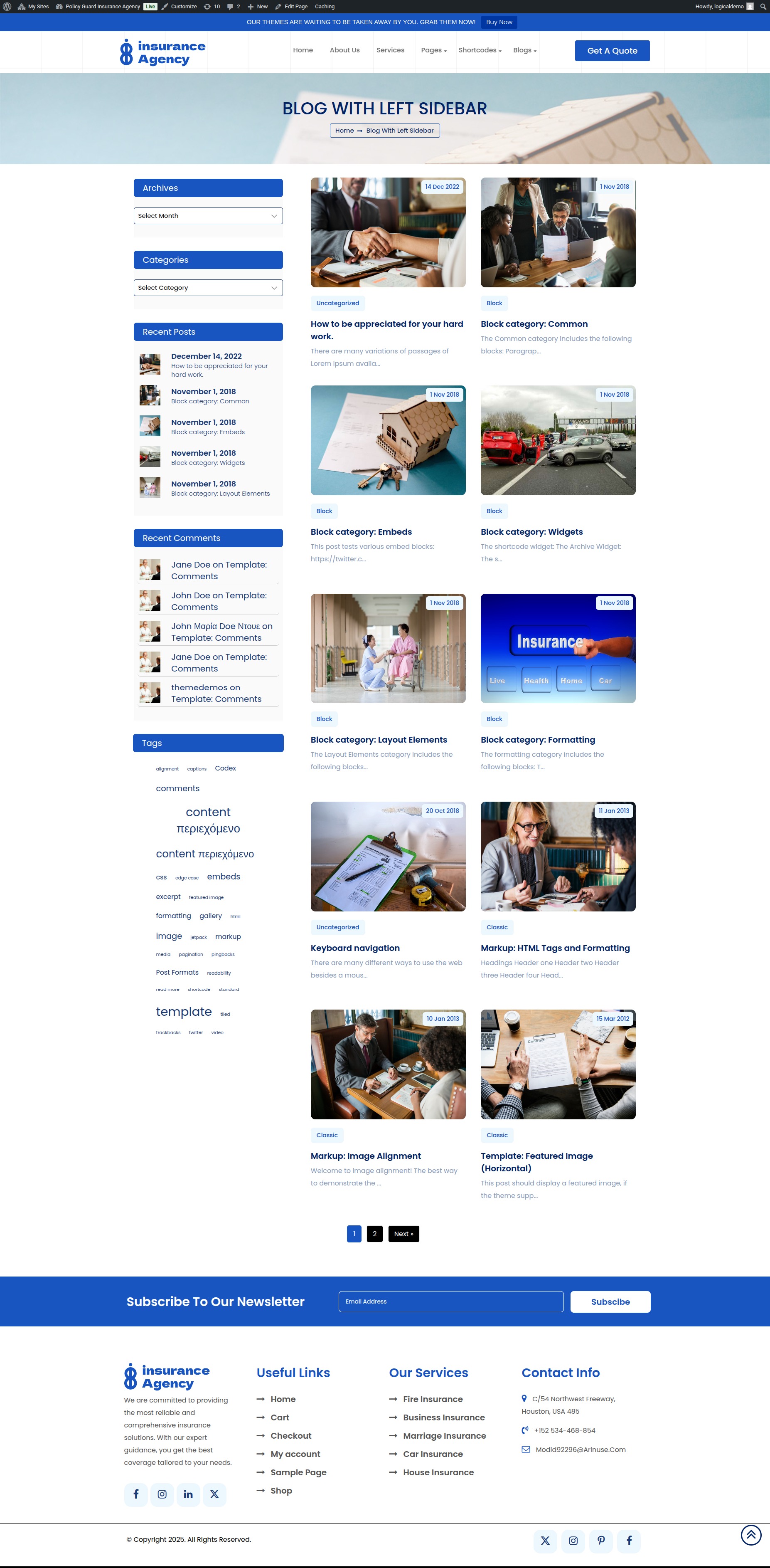 select Blog With Left Sidebar template