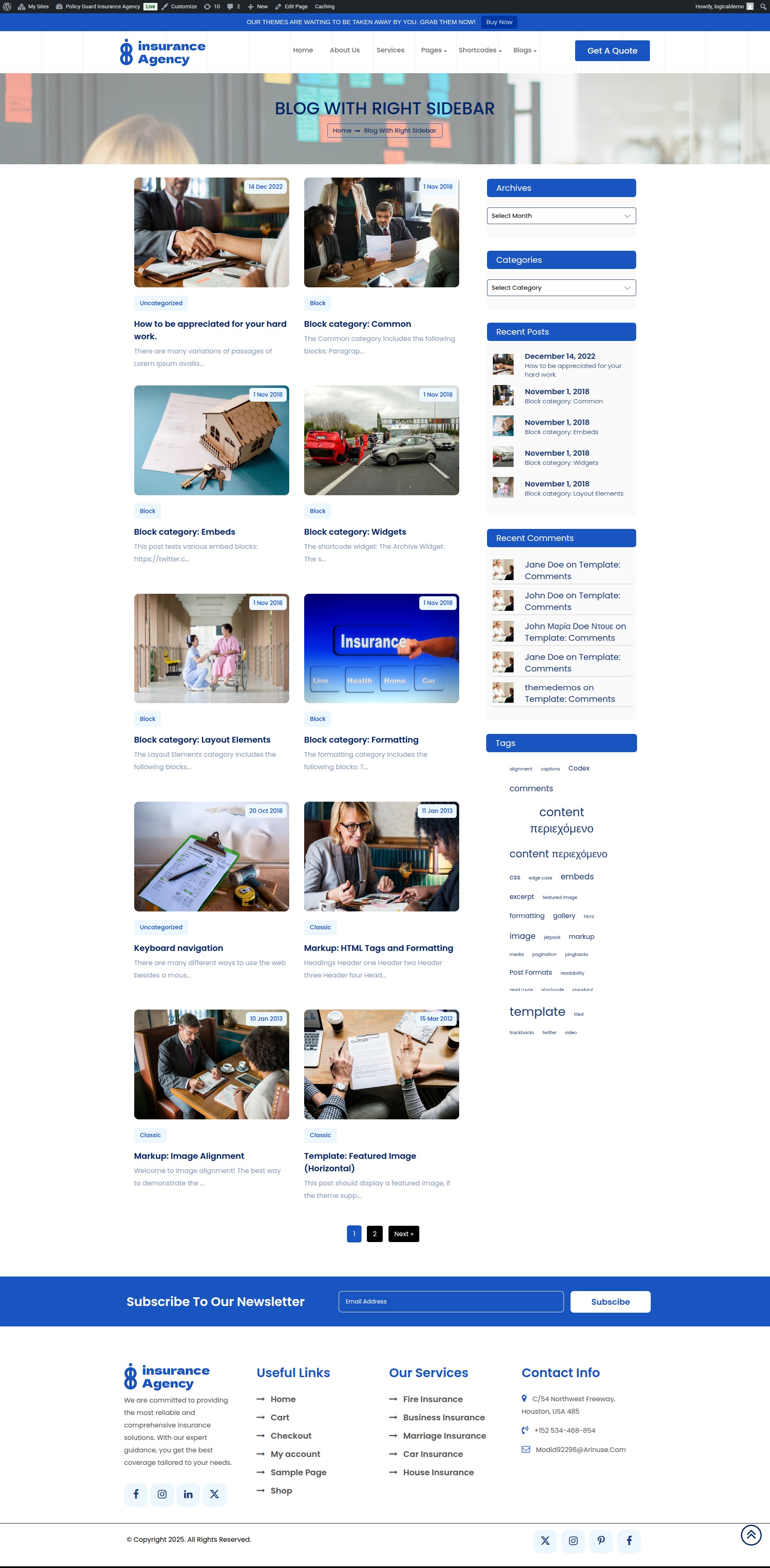 select Blog With Right Sidebar template