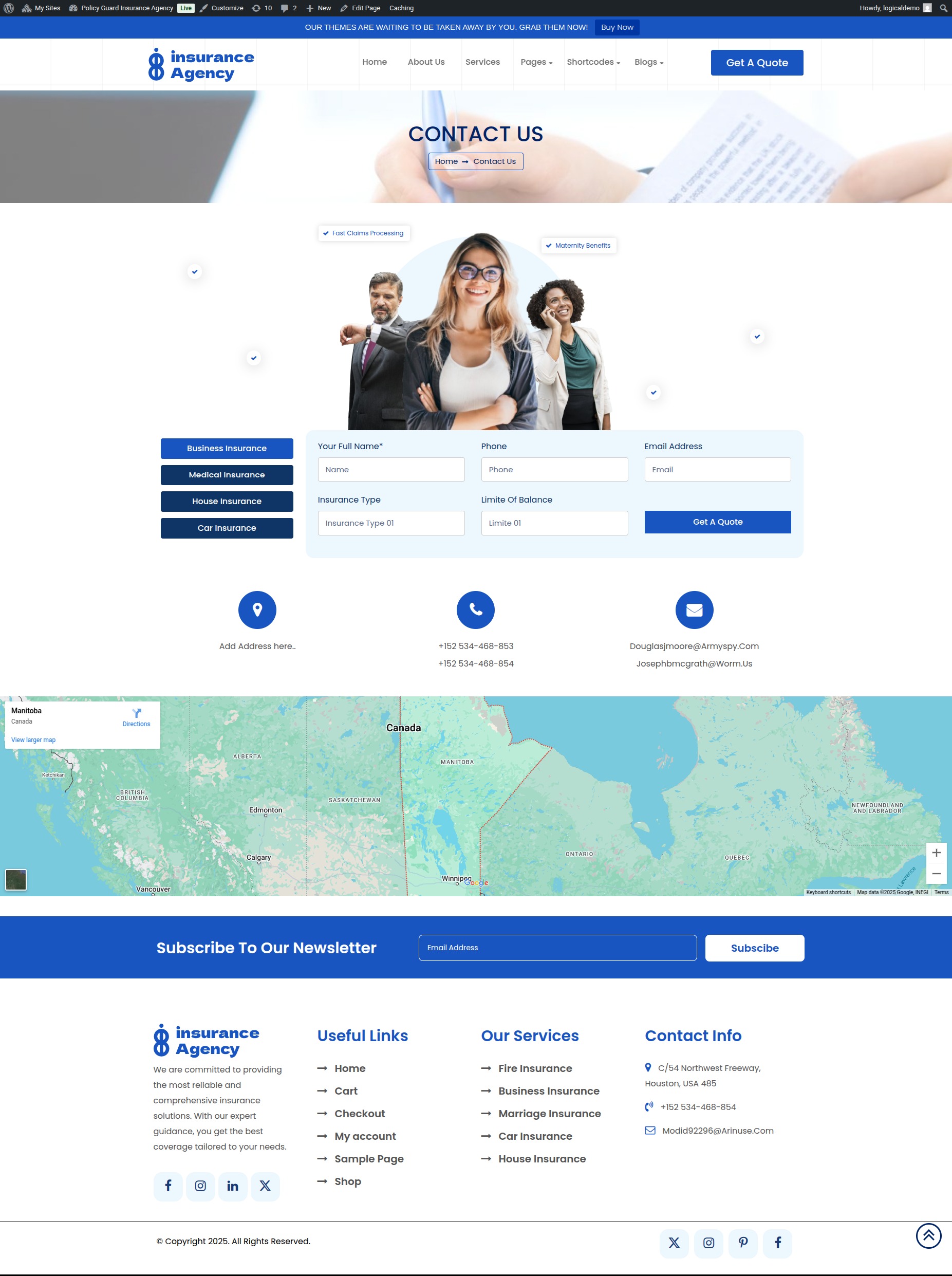 select Contact Page template