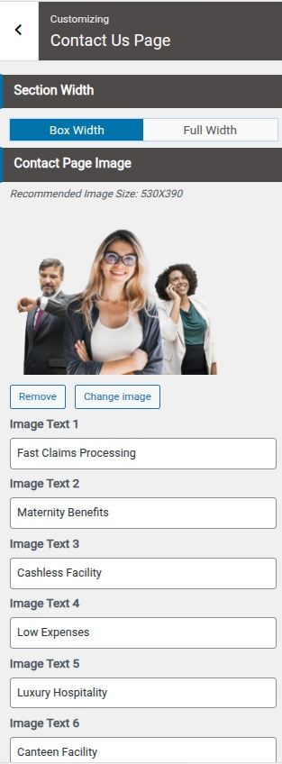 select Contact Page template