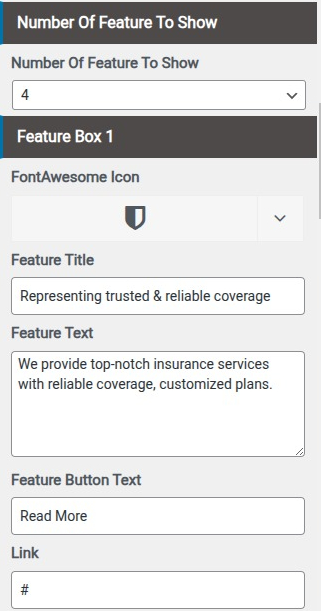 set Featured Page section