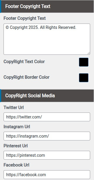 set Footer section