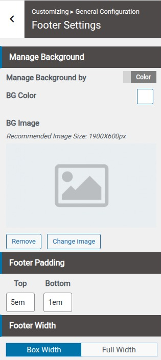 set Footer section
