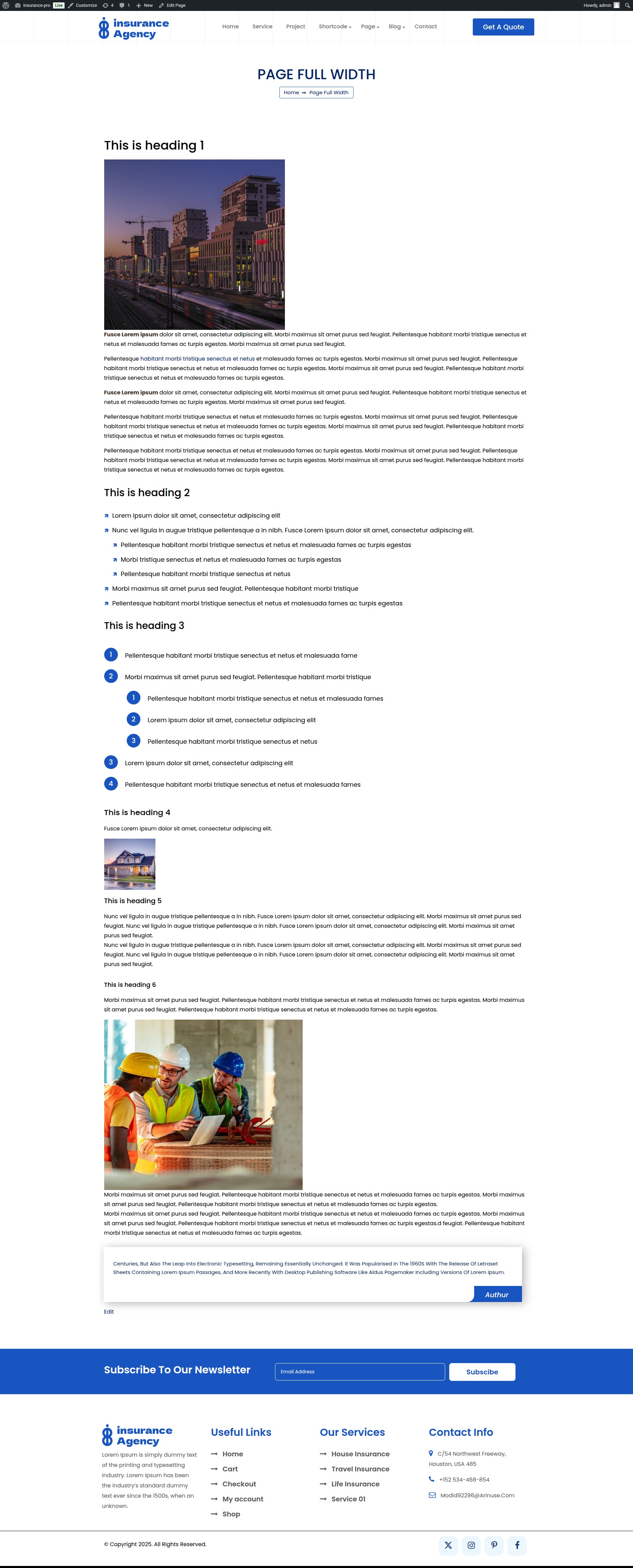 select Full Width Page template
